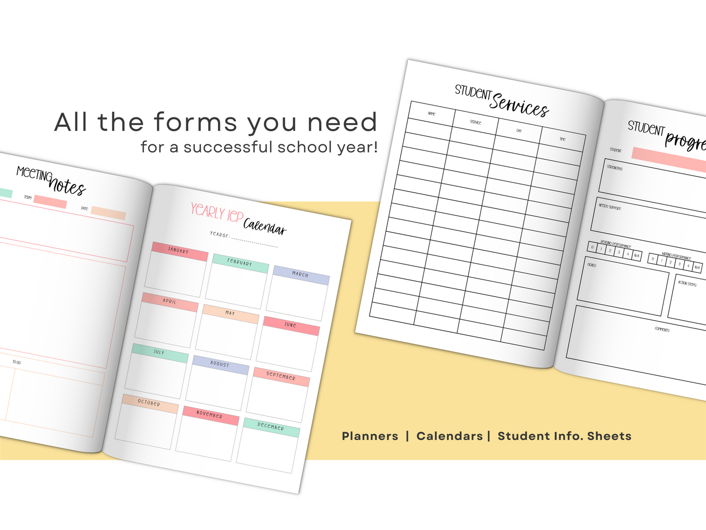 SpEd Teacher Printable Planner - Pastel Rainbow Theme