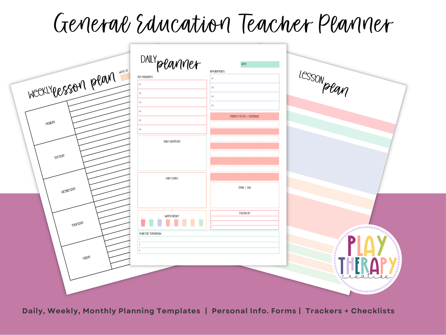 Gen Ed Teacher Printable Planner - Pastel Rainbow Theme