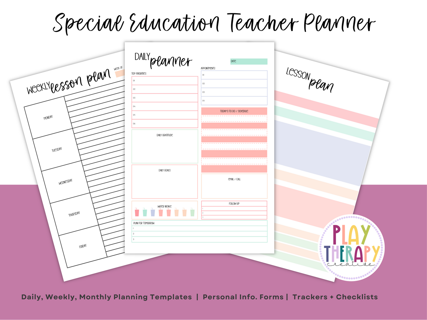 SpEd Teacher Printable Planner - Pastel Rainbow Theme