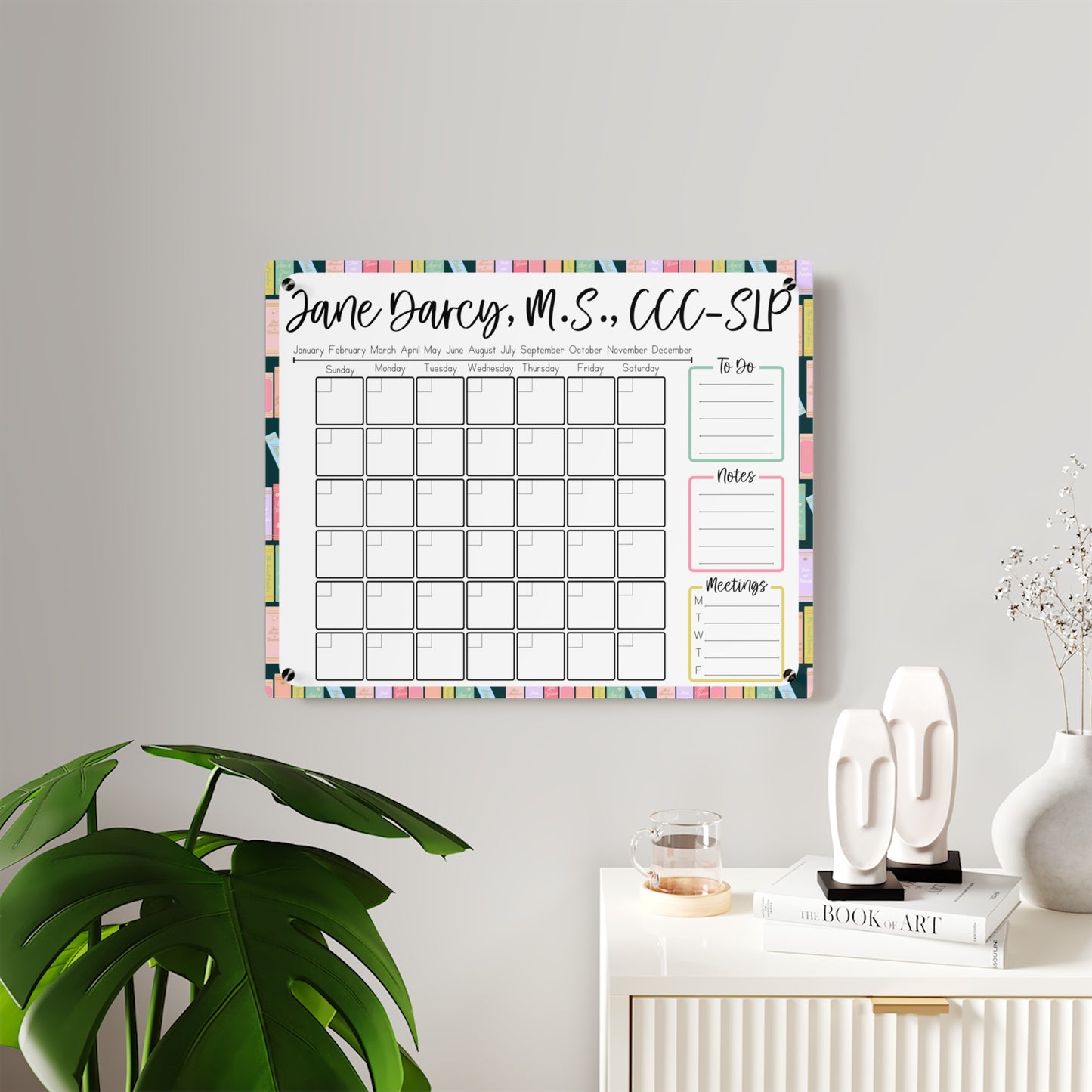 Book Shelfie Custom Acrylic Wall Calendar (20 x 16)