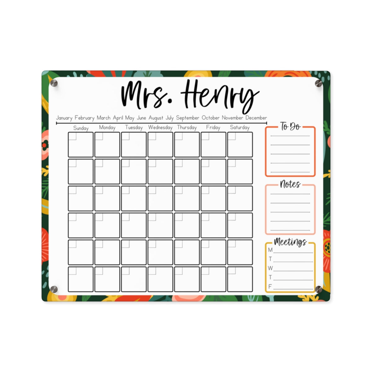 Jungle Floral Custom Acrylic Wall Calendar (20 x 16) – Play Therapy Creative jungle-floral-custom-acrylic-wall-calendar-20-x-16-play-therapy-creative