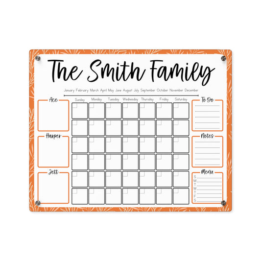 Tangerine Custom Acrylic Wall Calendar (20 x 16)