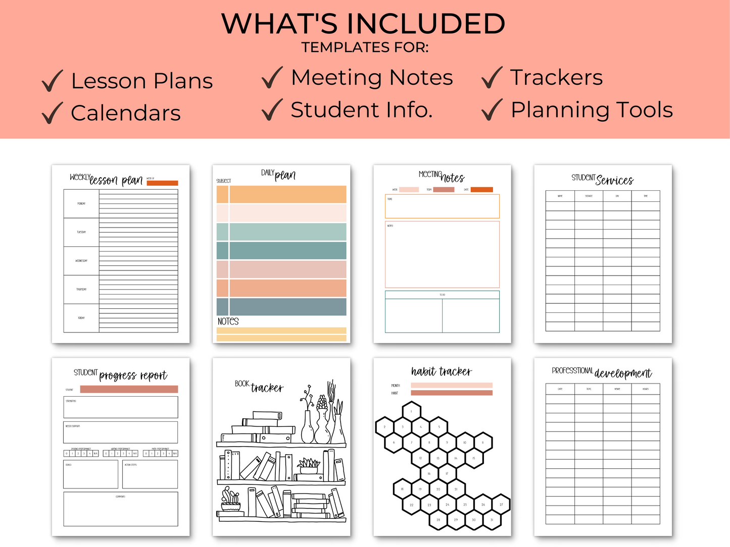 Gen Ed Teacher Printable Planner - Pink Floral Theme