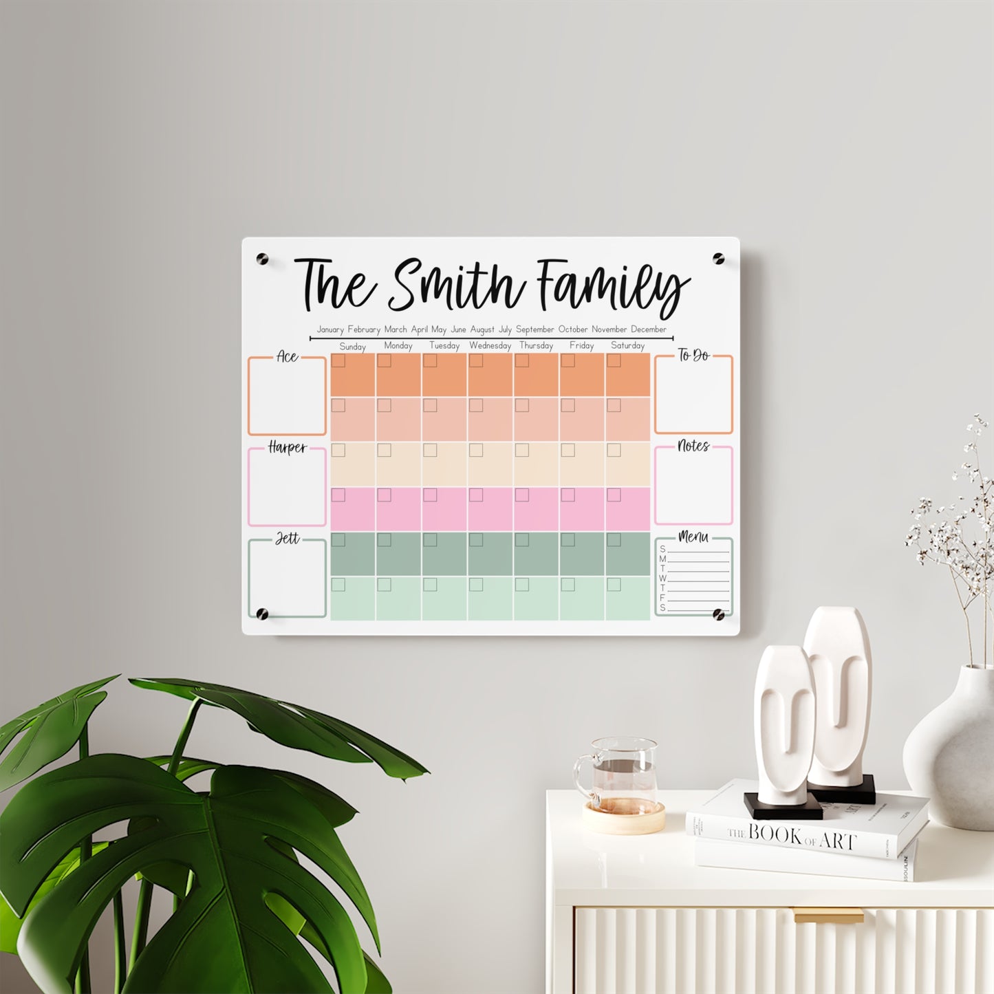 Pastel Gradient Custom Acrylic Wall Calendar (20 x 16)