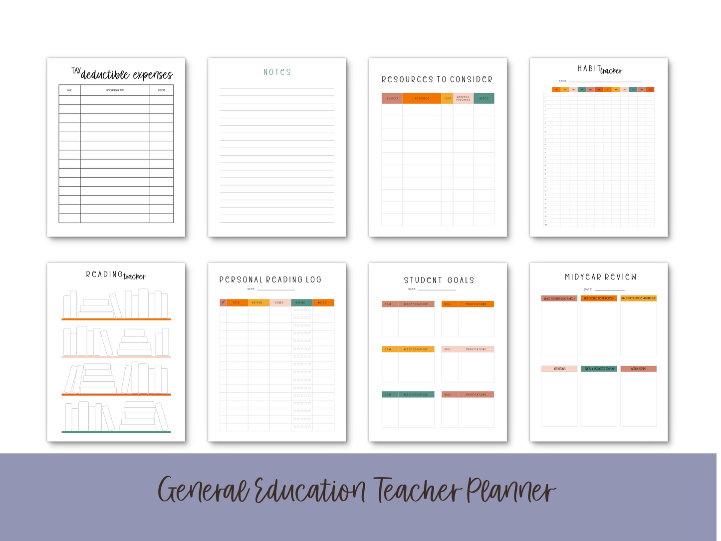 Gen Ed Teacher Printable Planner - Pink Floral Theme