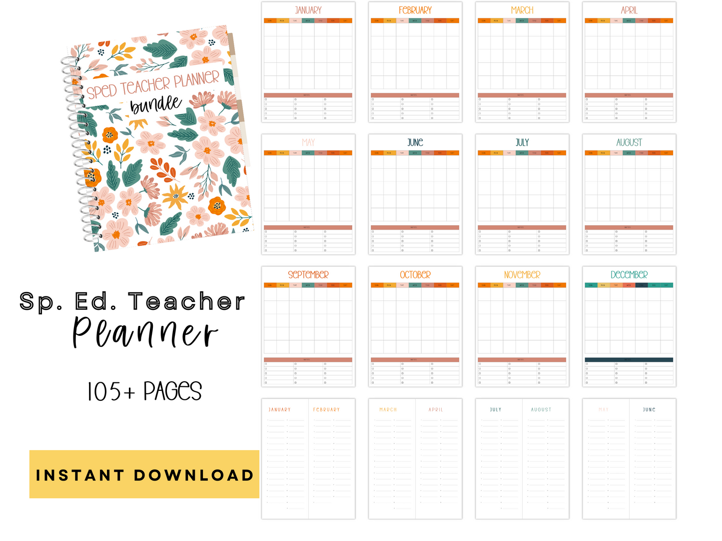 SpEd Teacher Printable Planner - Pink Floral Theme