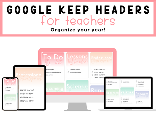 450+ Google Keep Headers for Teachers | Ombre Pastel Colors