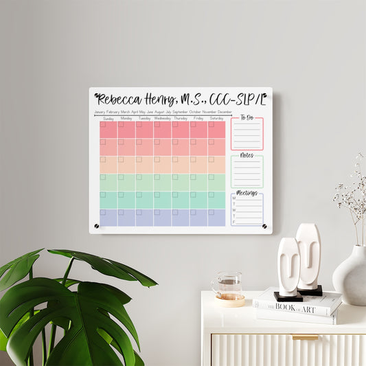 Pastel Rainbow Custom Acrylic Wall Calendar (20 x 16)