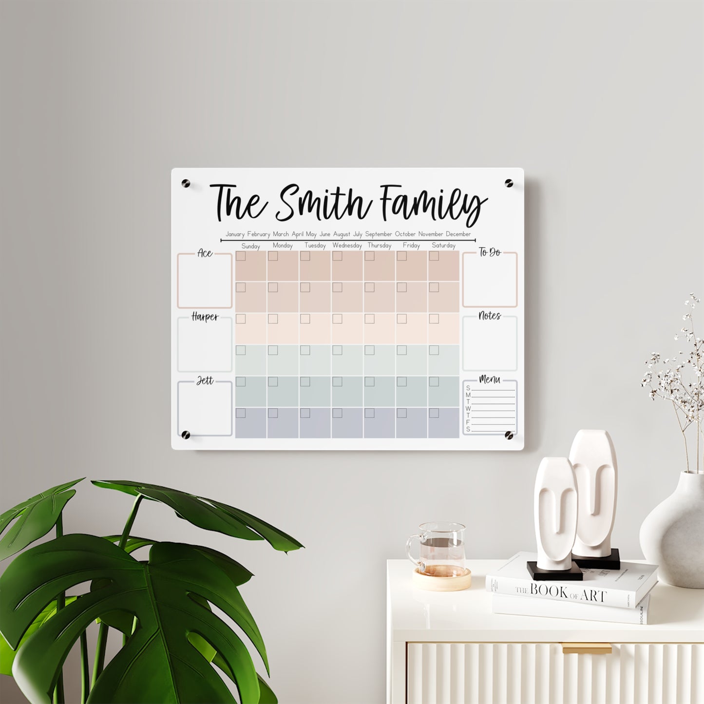 Muted Gradient Custom Acrylic Wall Calendar (20 x 16)