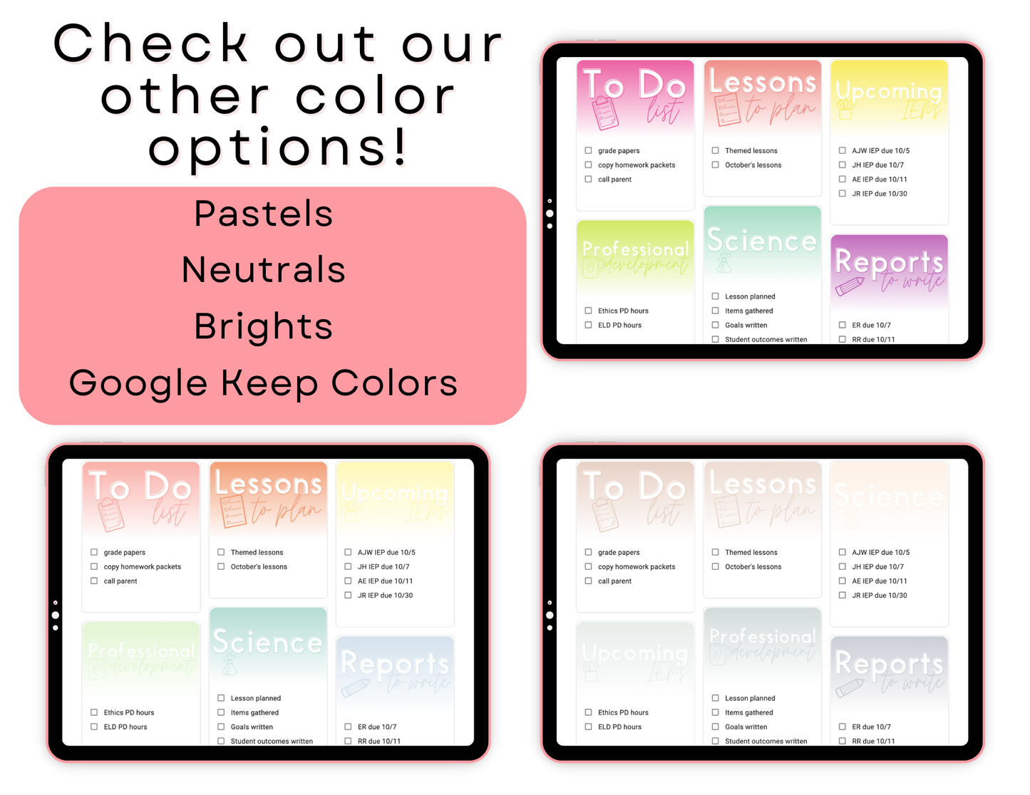 450+ Google Keep Headers for Teachers | Ombre Pastel Colors