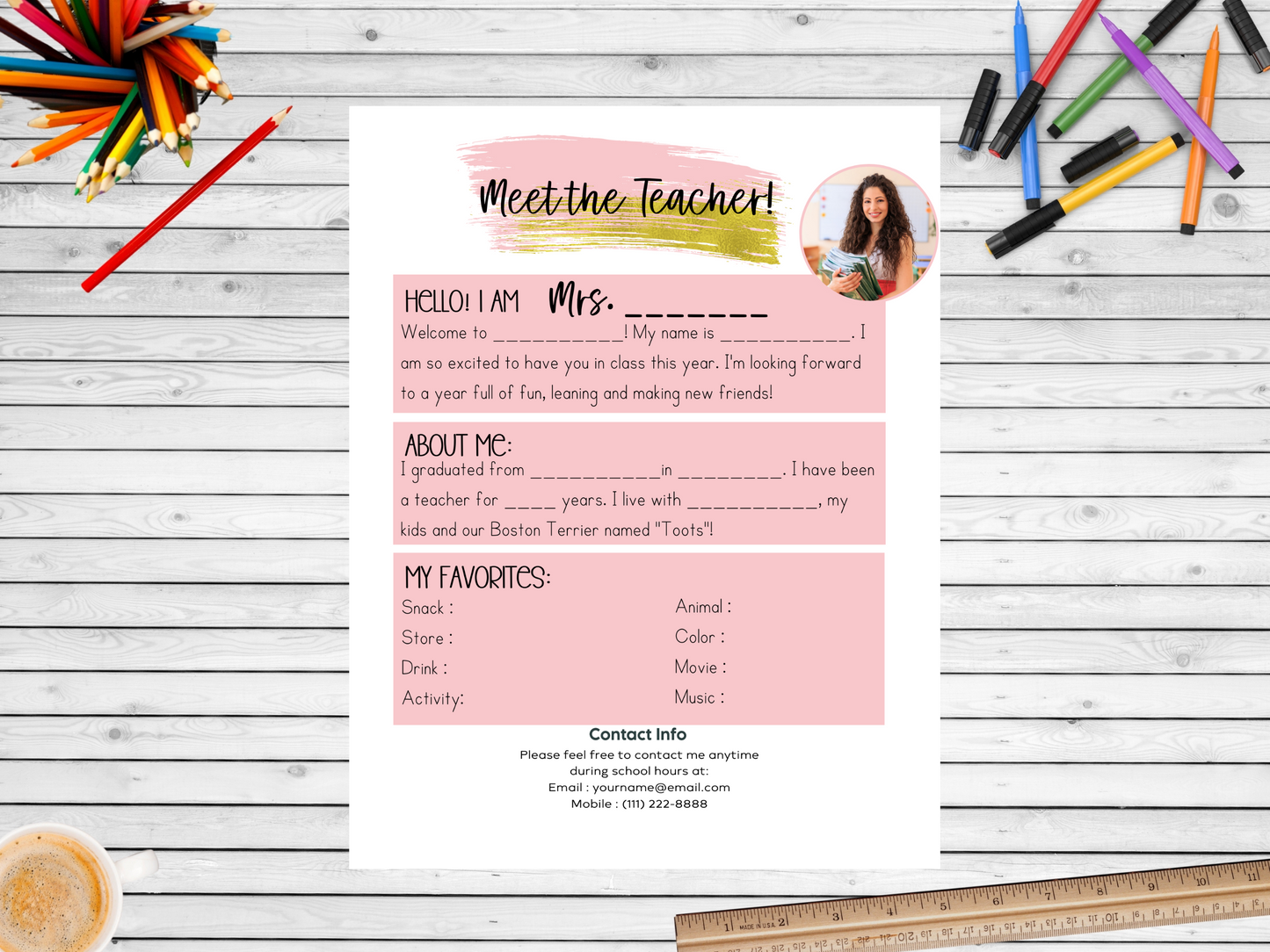Meet the Teacher Letter Template - Blush