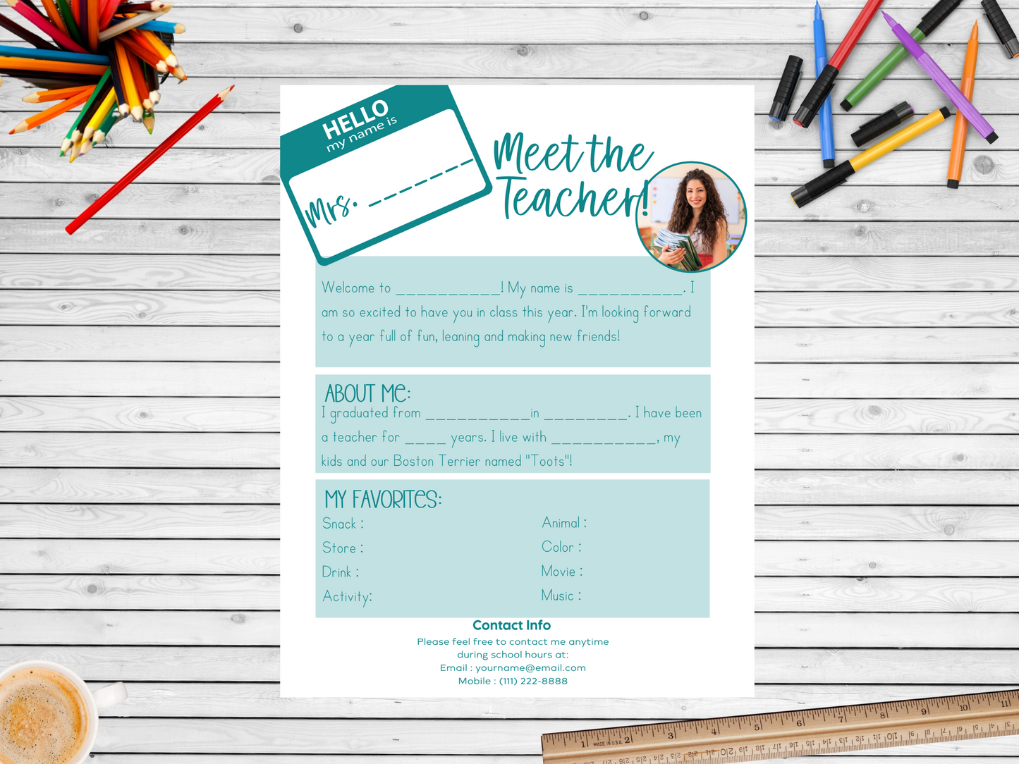 Meet the Teacher Letter Template - Hello