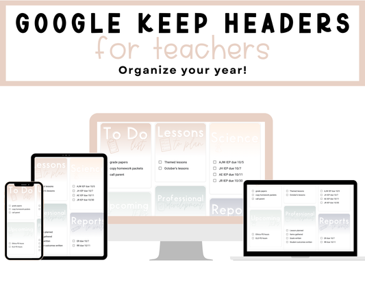 450+ Google Keep Headers for Teachers | Ombre Neutral Colors