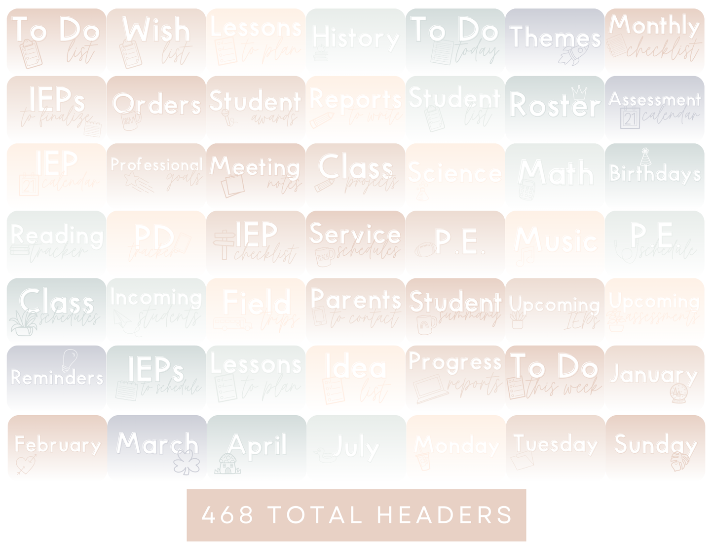 450+ Google Keep Headers for Teachers | Ombre Neutral Colors