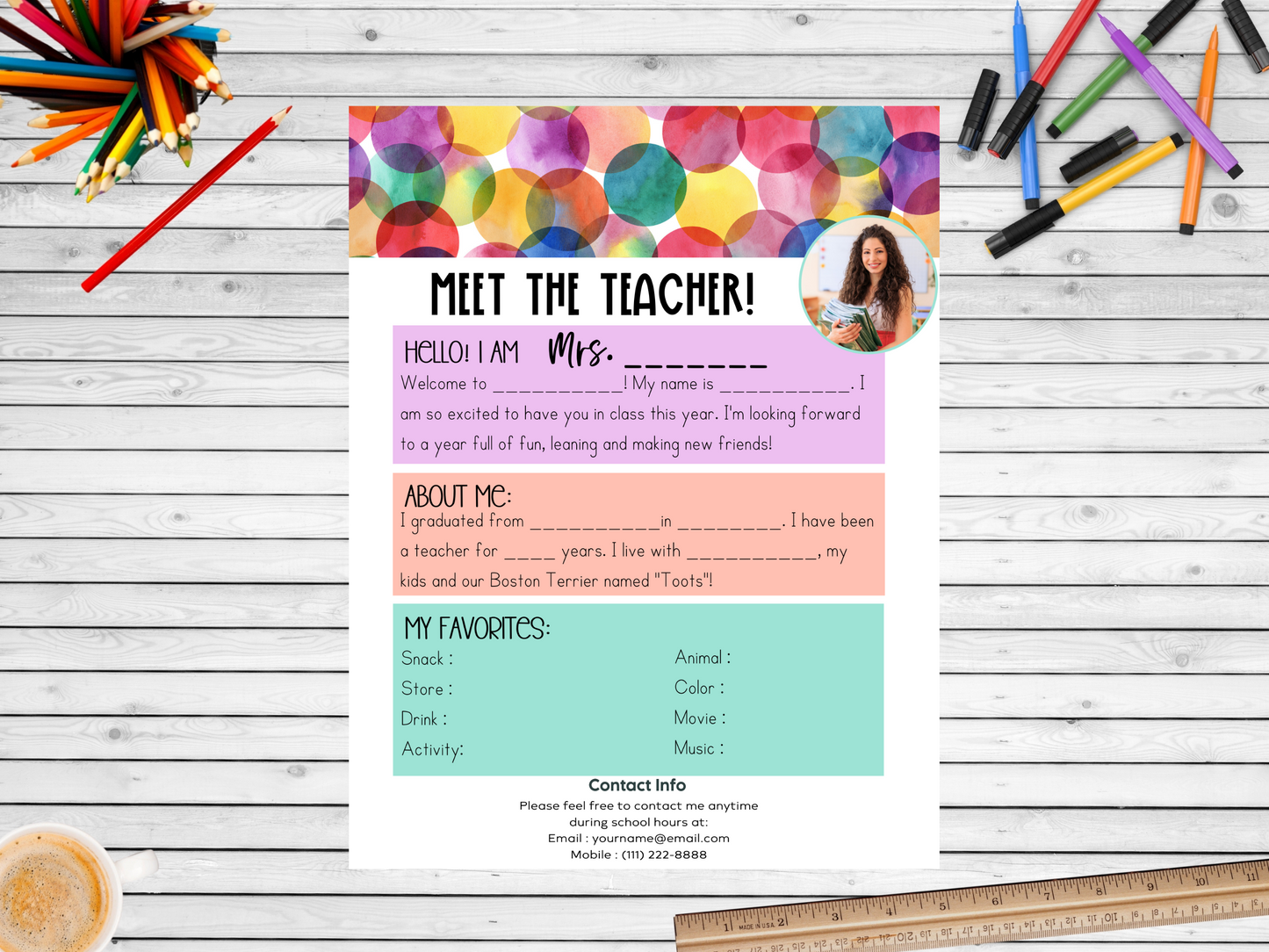 Meet the Teacher Letter Template - Dots