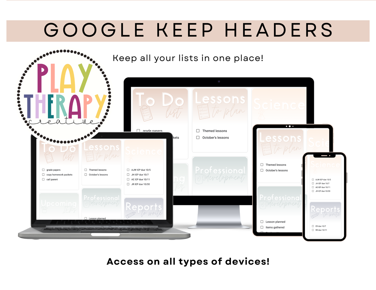 450+ Google Keep Headers for Teachers | Ombre Neutral Colors