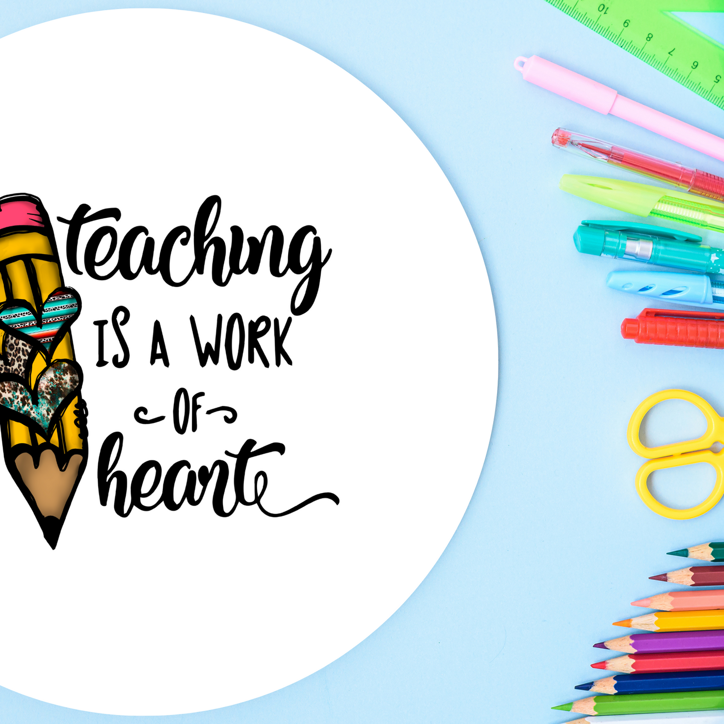 Teaching is a Work of Heart Wood Door Sign (10 inch)