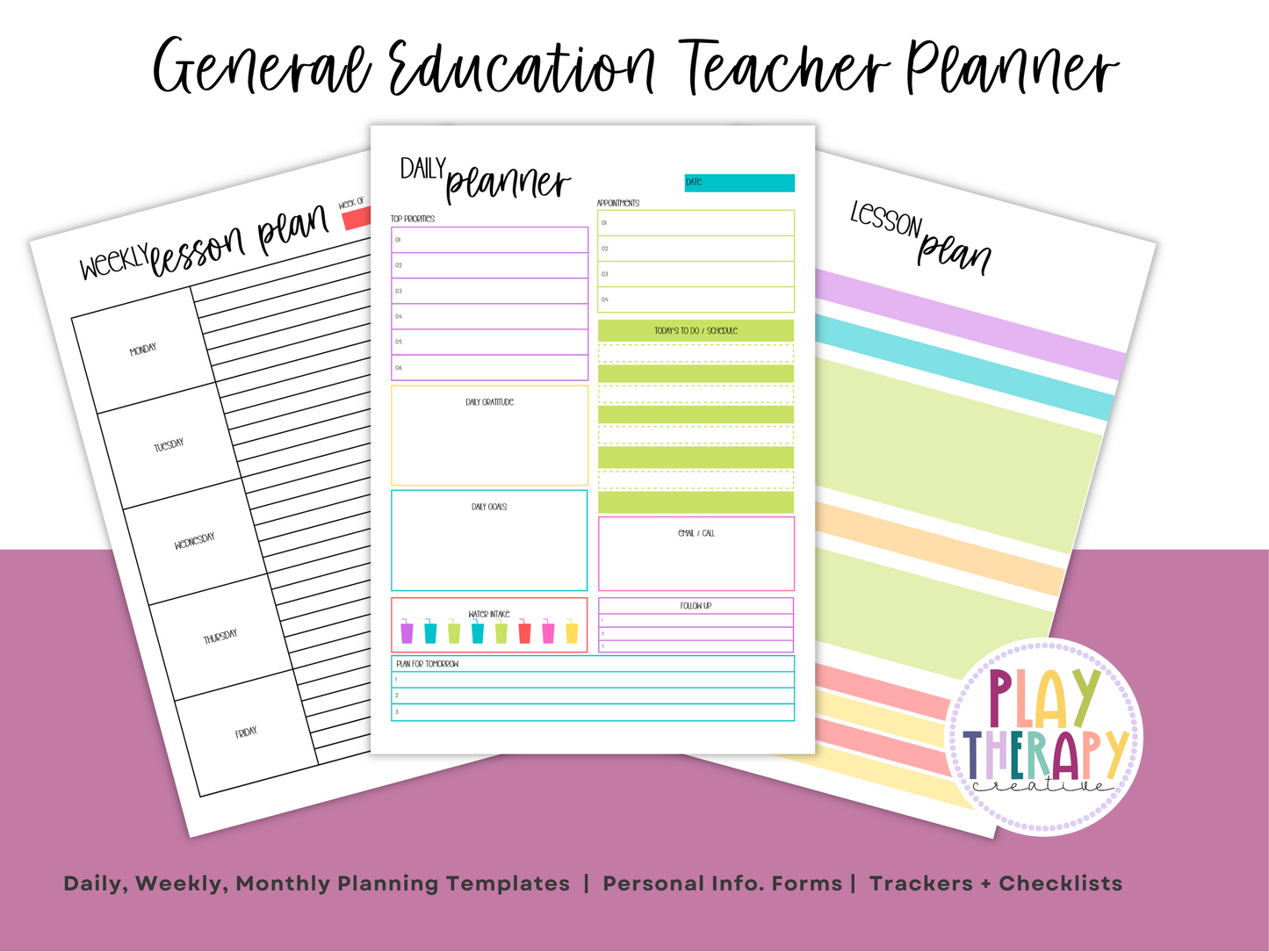 Gen Ed Teacher Printable Planner - Bright Rainbow Stripe Theme