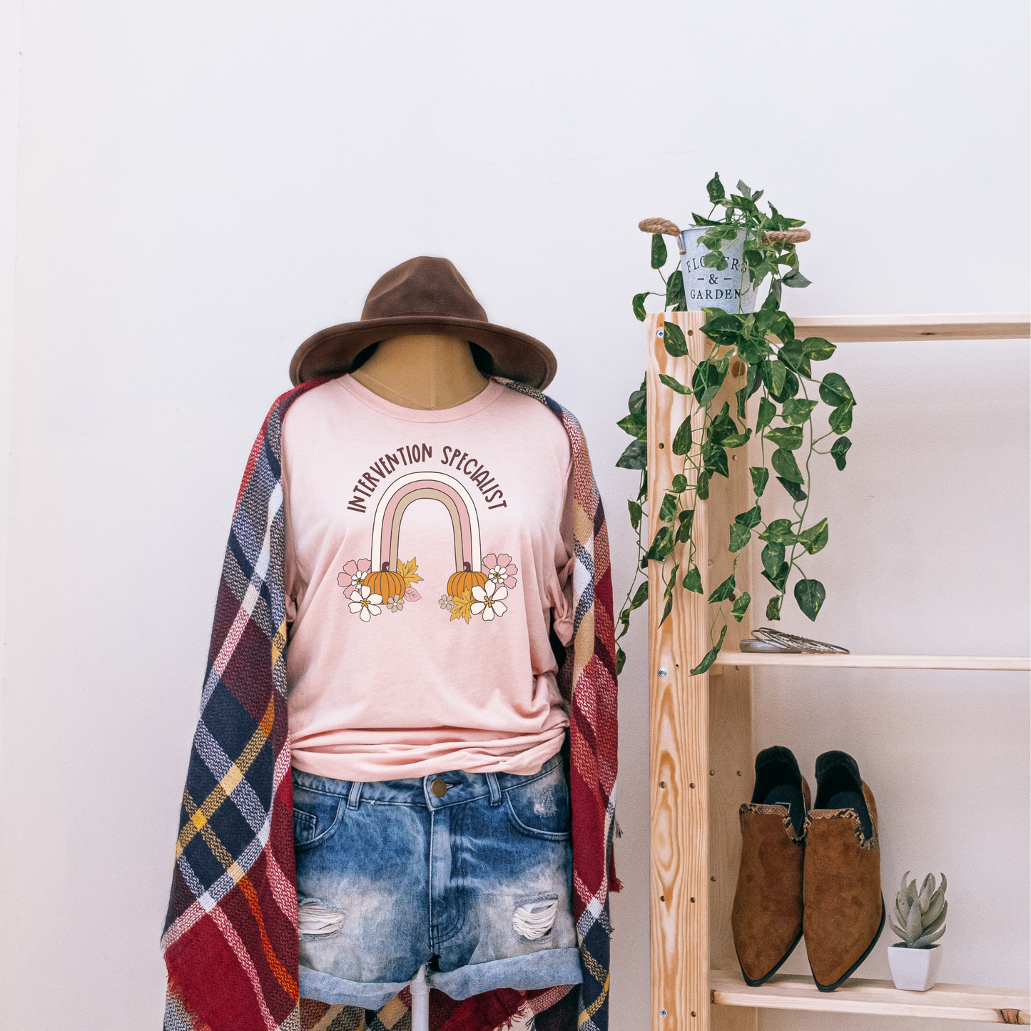 Custom Floral Pumpkin Rainbow Tee