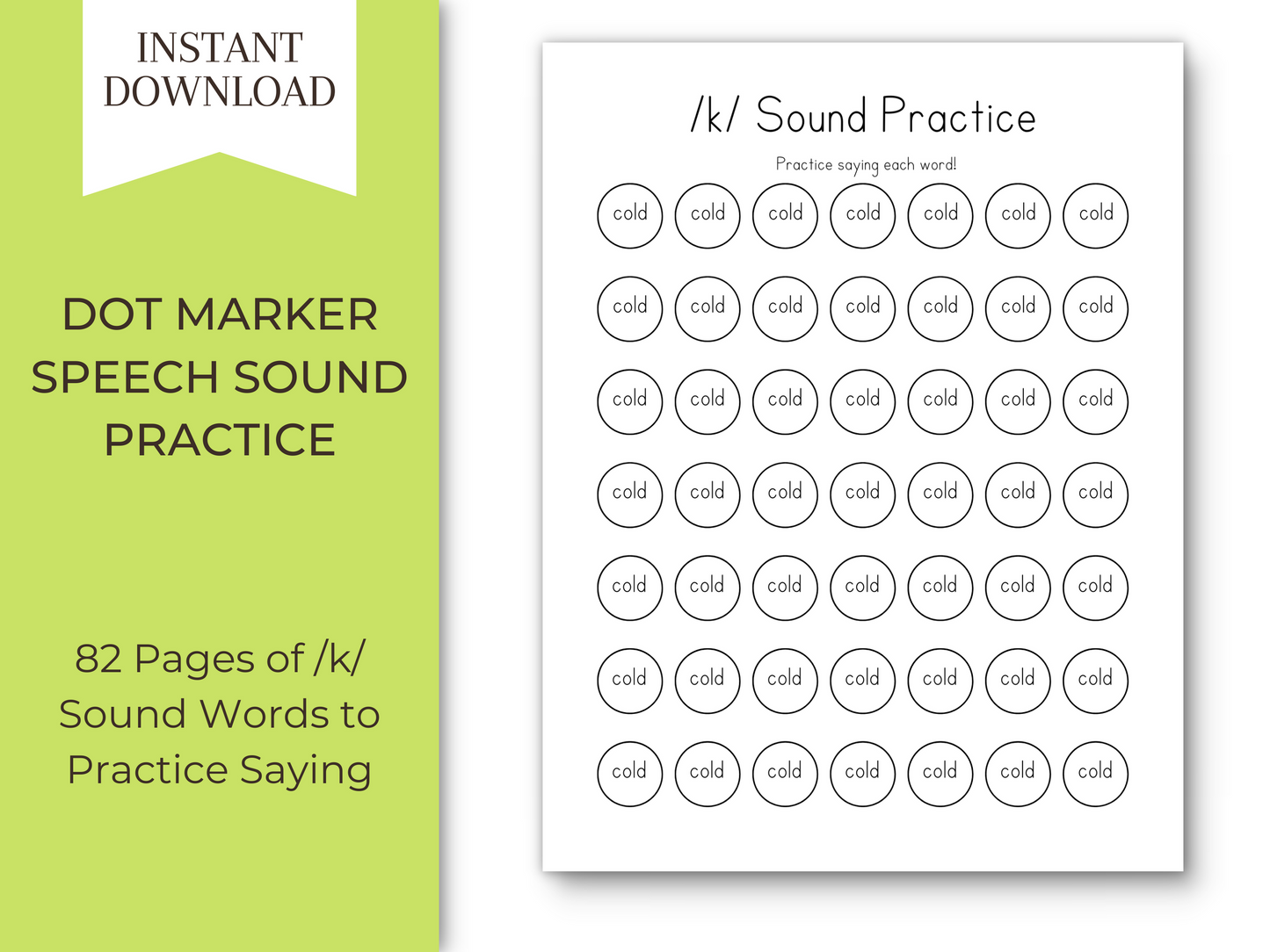 Dot Marker Speech Sound Practice Coloring Pages | /k/ Sound Words