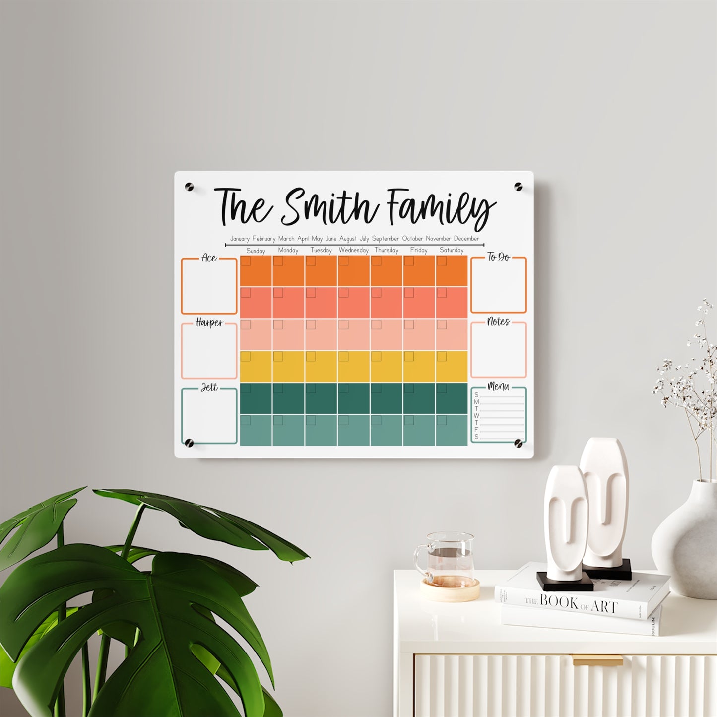 Jungle Gradient Custom Acrylic Wall Calendar (20 x 16)