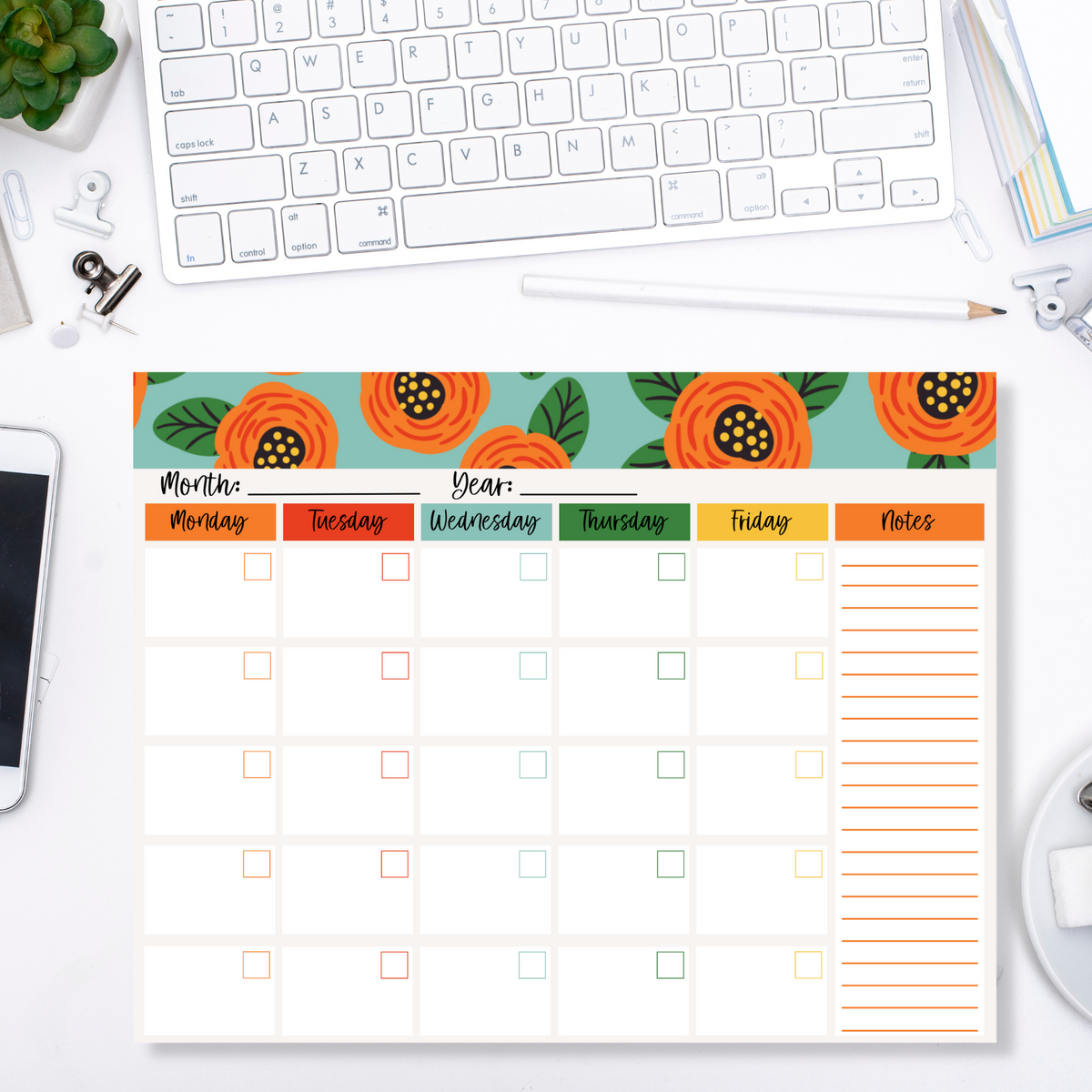 Table Calendar With Notes Monthly Calendar Notepads (8.5 x 11) – Play Therapy Creative
