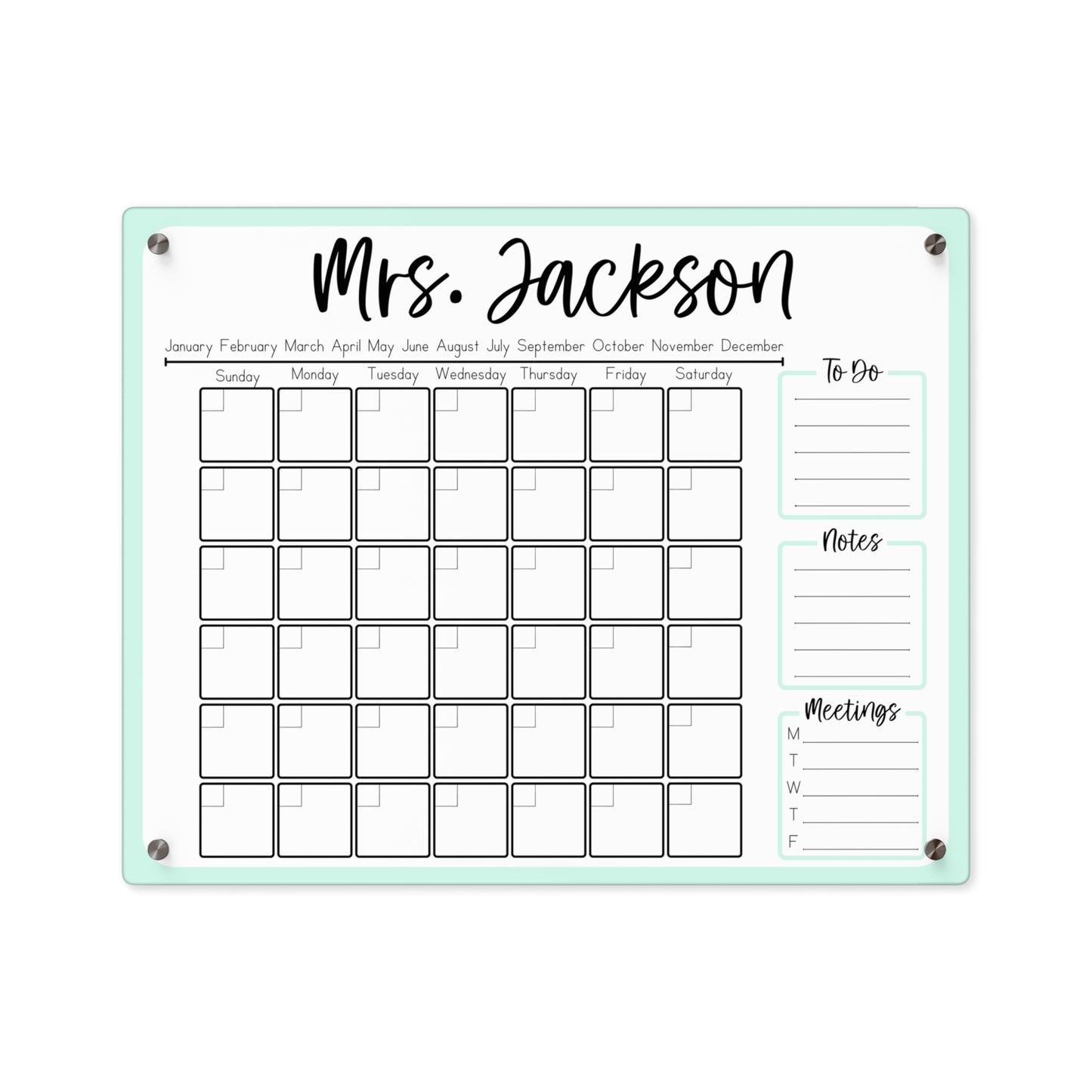 Choose-Your-Color Custom Acrylic Wall Calendar (20 x 16)