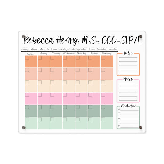 Pastel Gradient Custom Acrylic Wall Calendar (20 x 16)