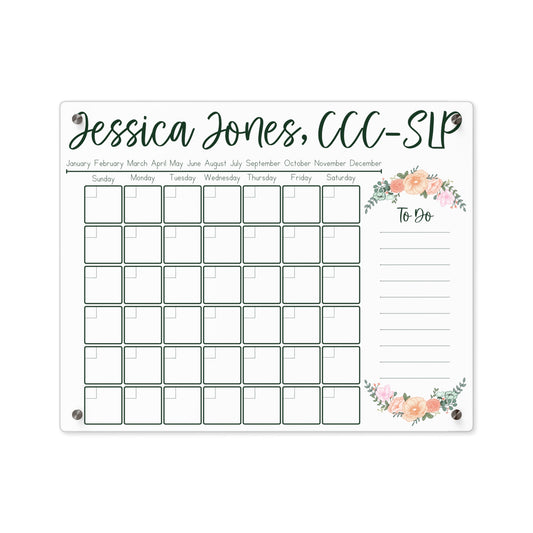 Pastel Floral Custom Acrylic Wall Calendar (20 x 16)