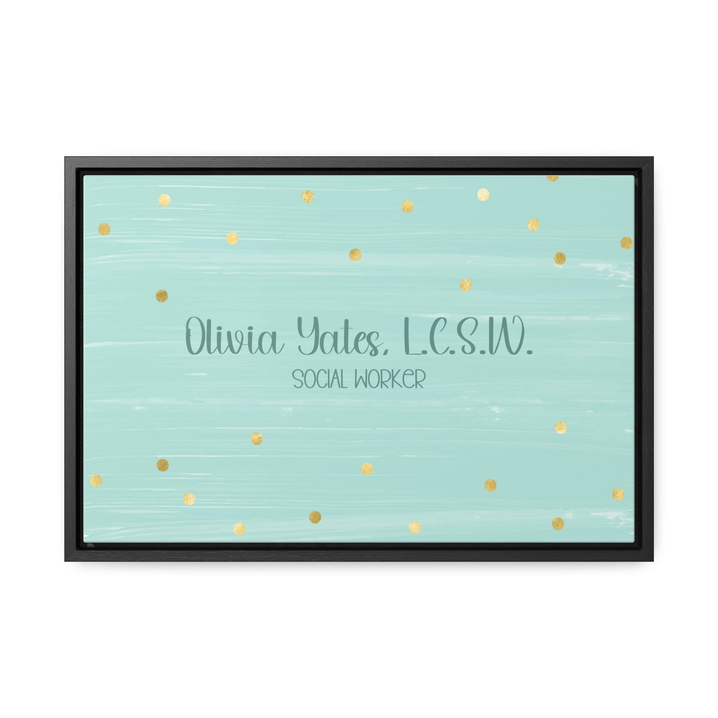 Teal + Gold Custom Framed Canvas (18 x 12 in)