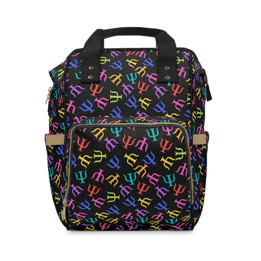 Bright Rainbow on Black Psych Symbol Backpack