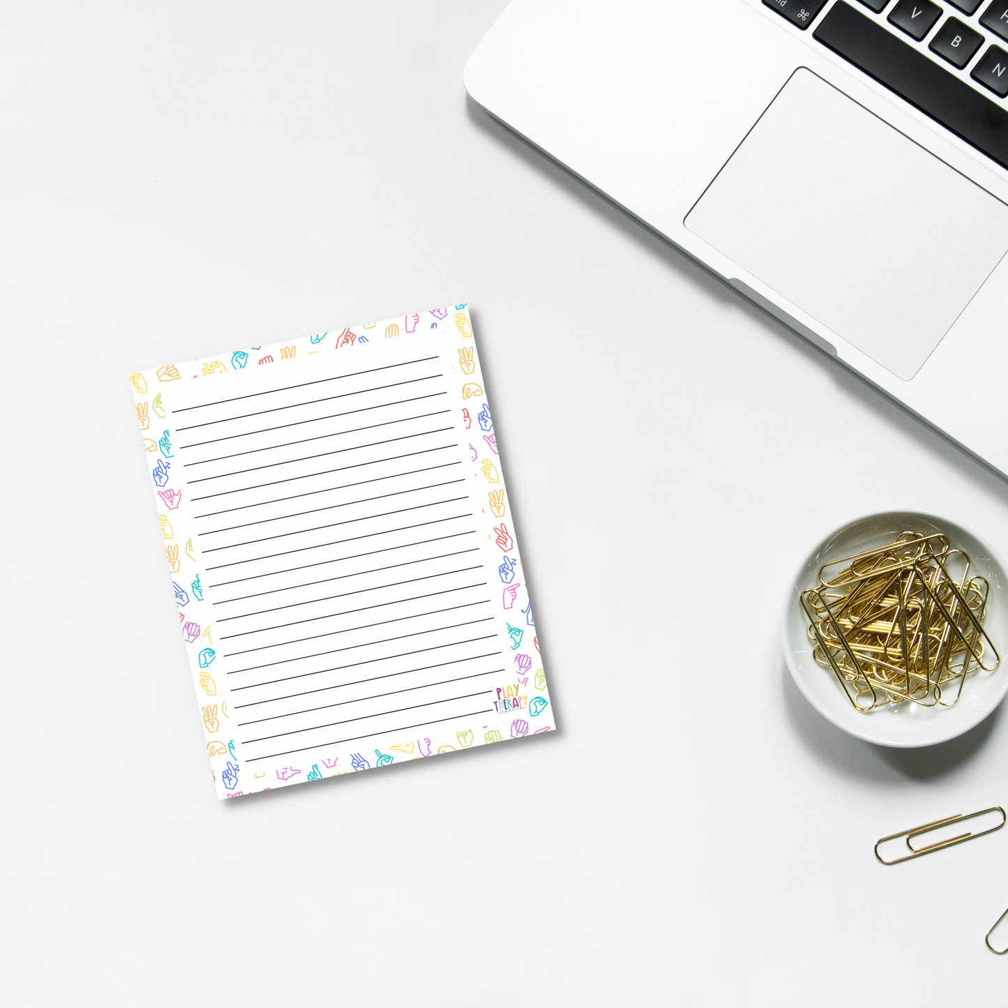 Bright Rainbow on White ASL Notepad
