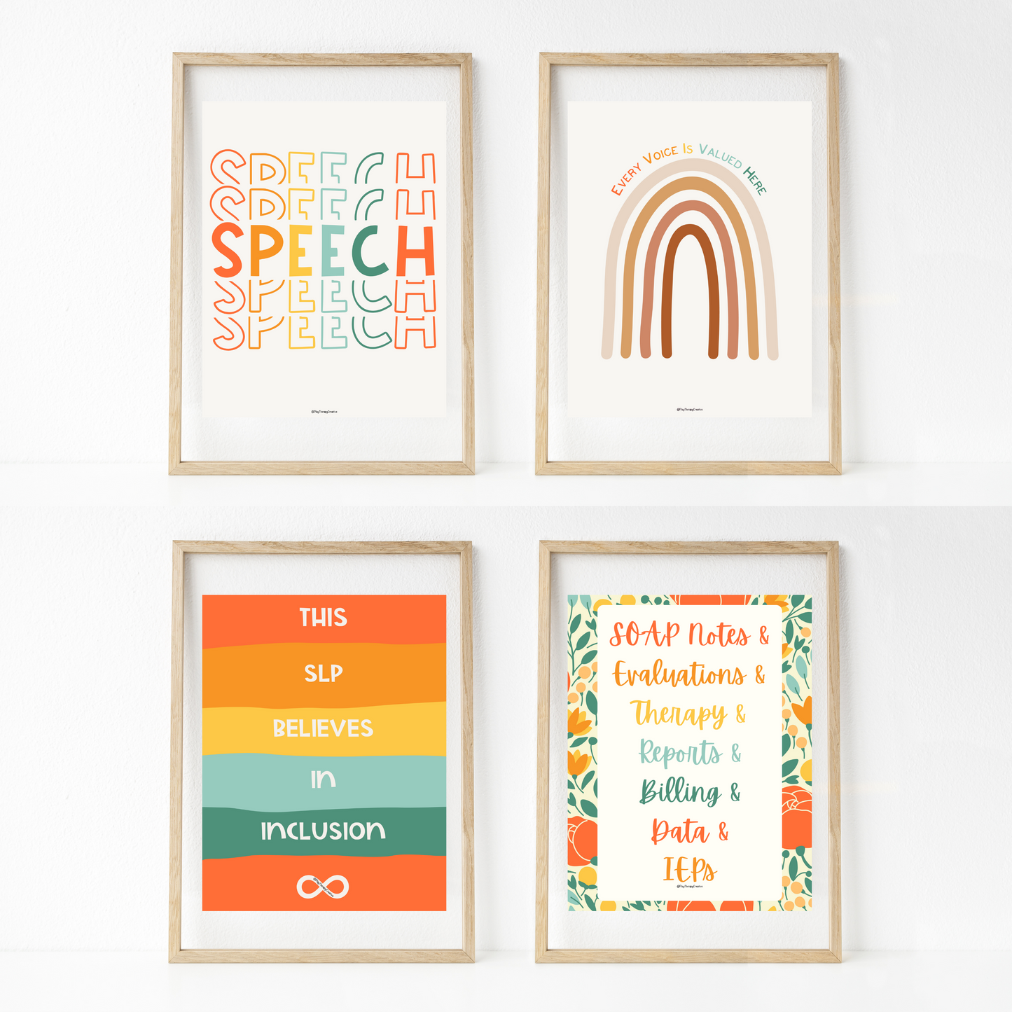 Orange Tulips Speech Room Wall Art- Set of 20