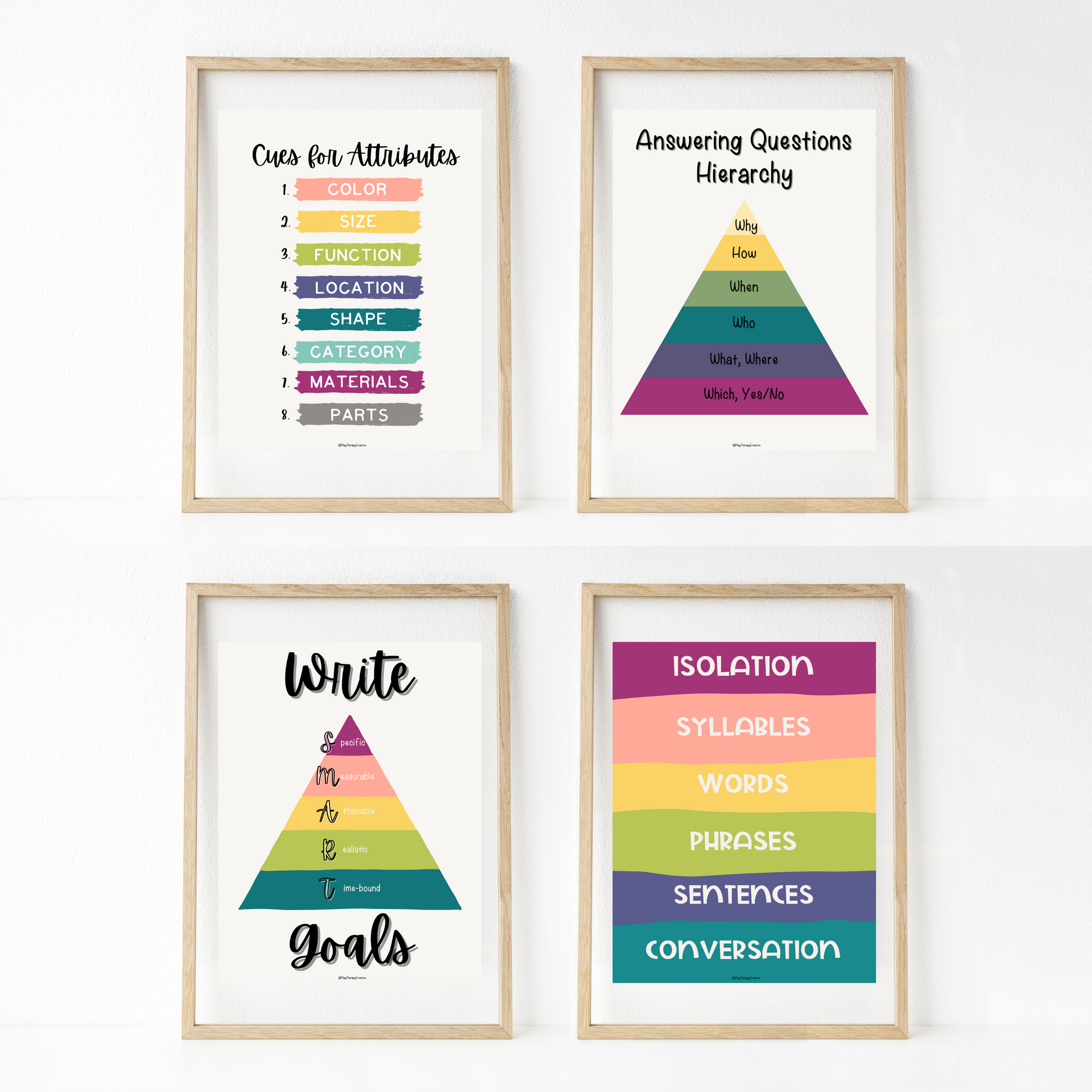 Muted Rainbow Speech Room Wall Art- Set of 20 – Play Therapy Creative