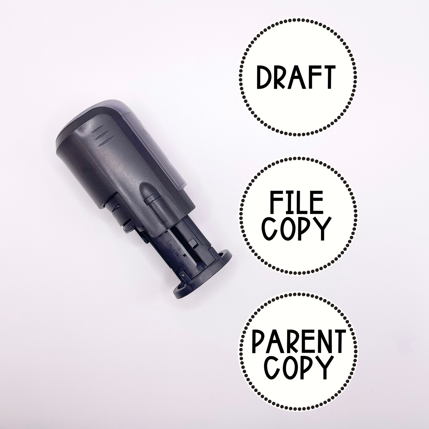 Draft, File Copy, Parent Copy Circle Self-Inking Stamps