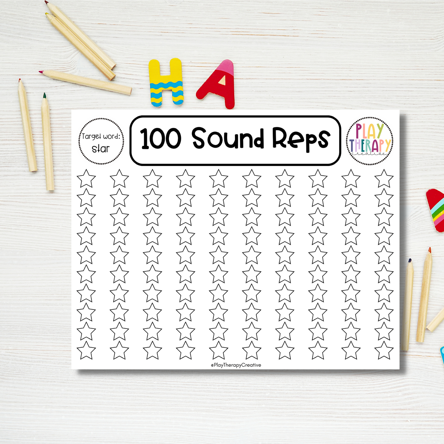 100 Sound Reps Activity for High Repetition Articulation Speech Therapy