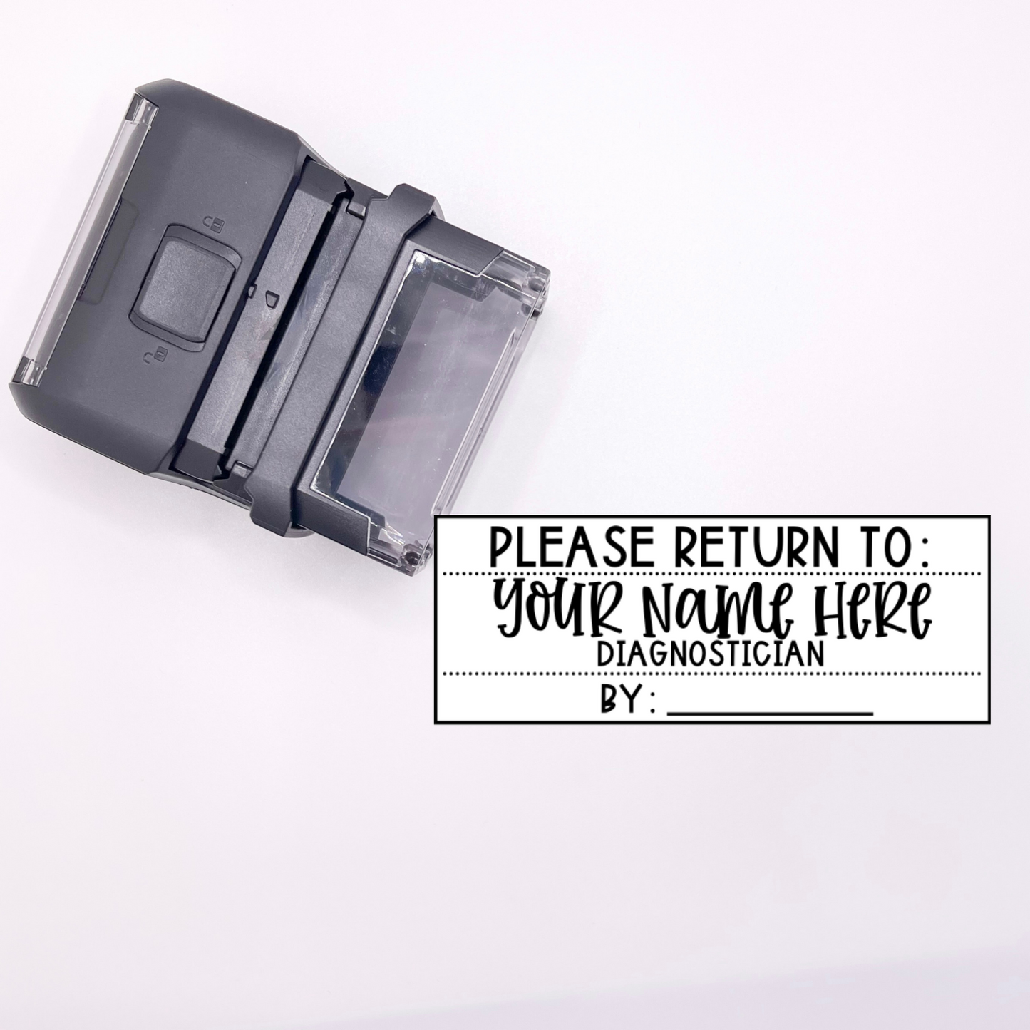 Custom "Please Return To" Name, Title & Return Date Self-Inking Stamp (ENGLISH VERSION)