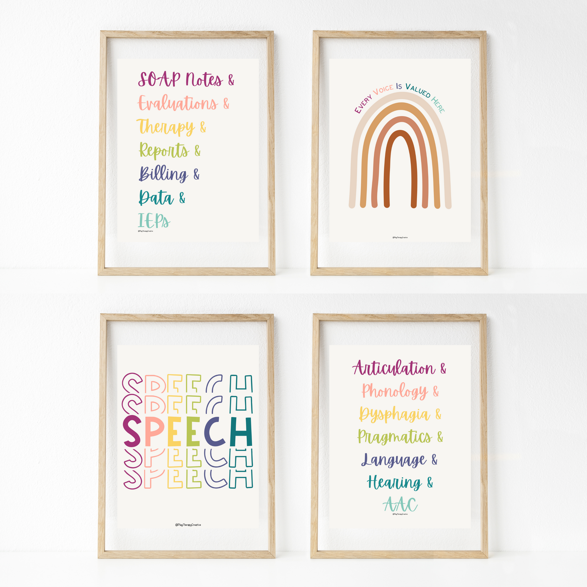 Muted Rainbow Speech Room Wall Art- Set of 20 – Play Therapy Creative