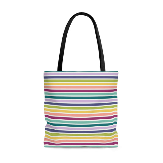 Muted Rainbow Stripe Tote