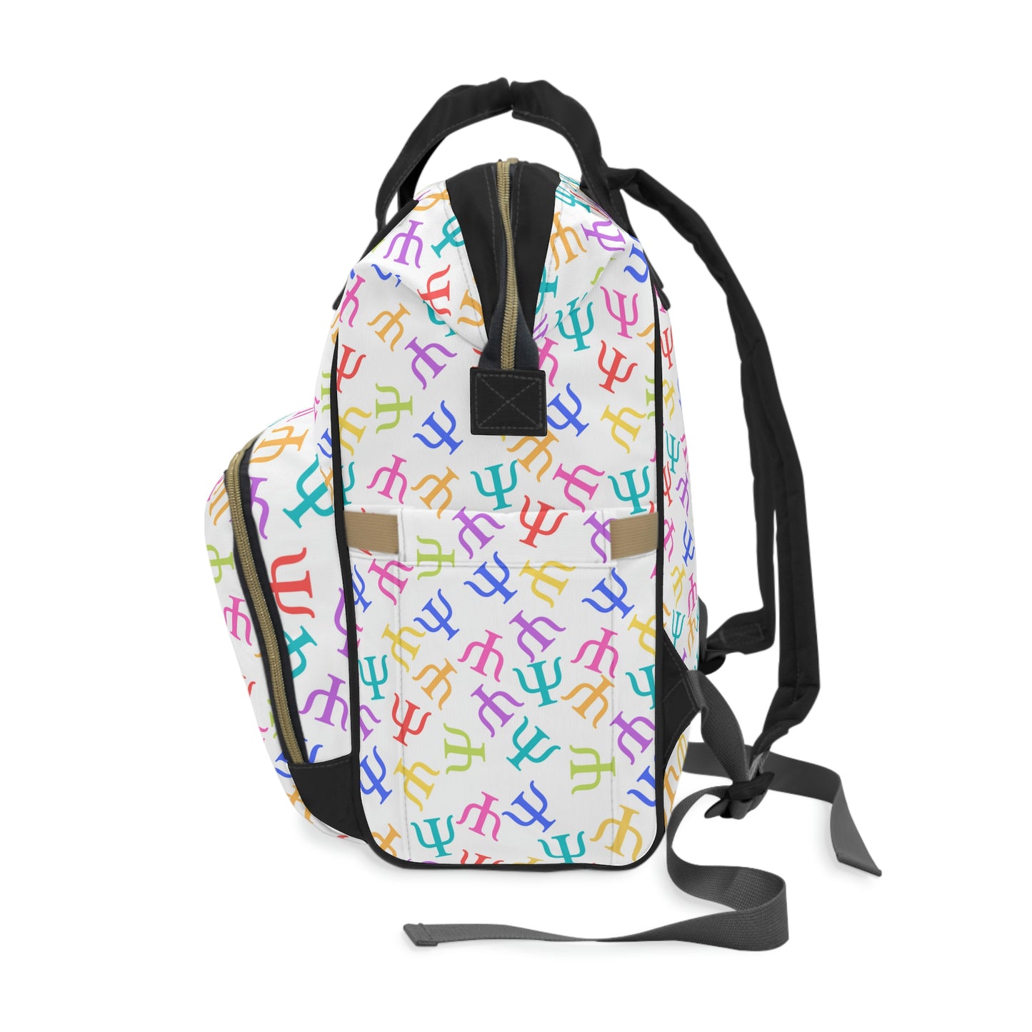 Bright Rainbow on White Psych Symbol Backpack