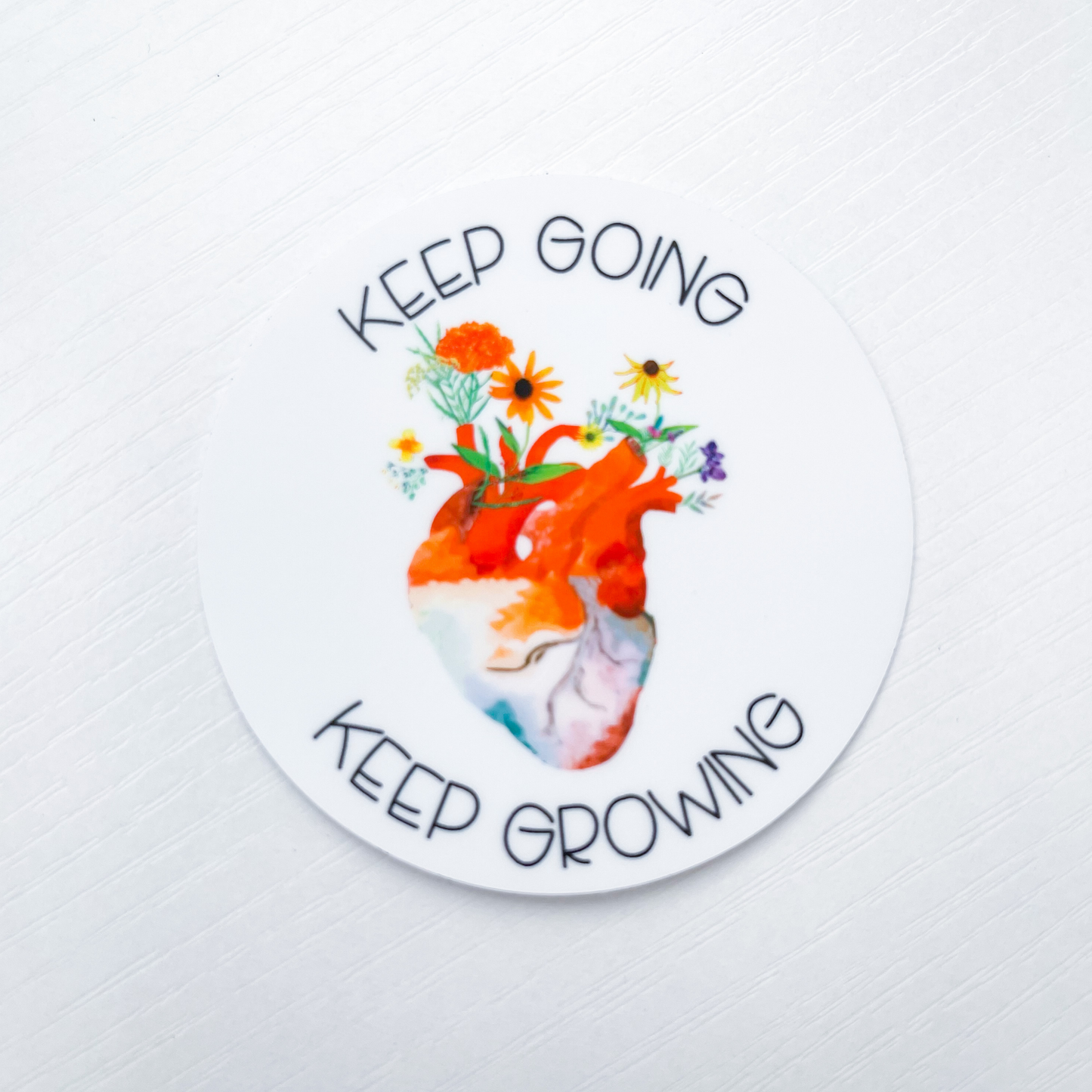 Keep Going Keep Growing Heart Circle Sticker