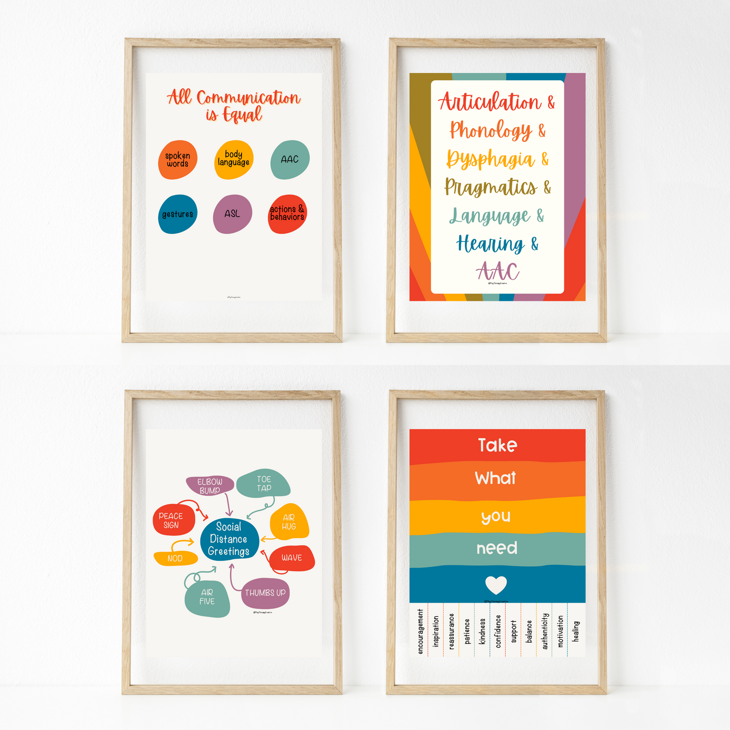 Retro Rainbow Speech Room Wall Art- Set of 20