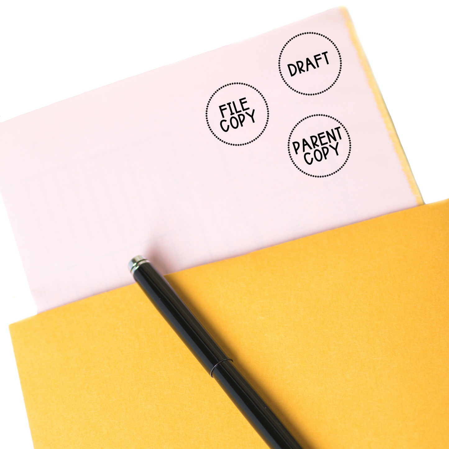 Draft, File Copy, Parent Copy Circle Self-Inking Stamps