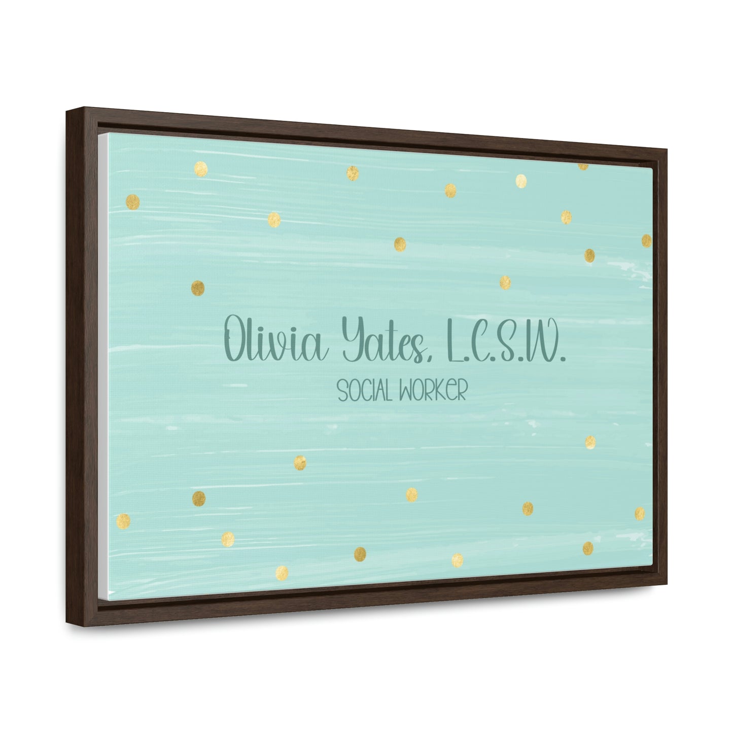 Teal + Gold Custom Framed Canvas (18 x 12 in)