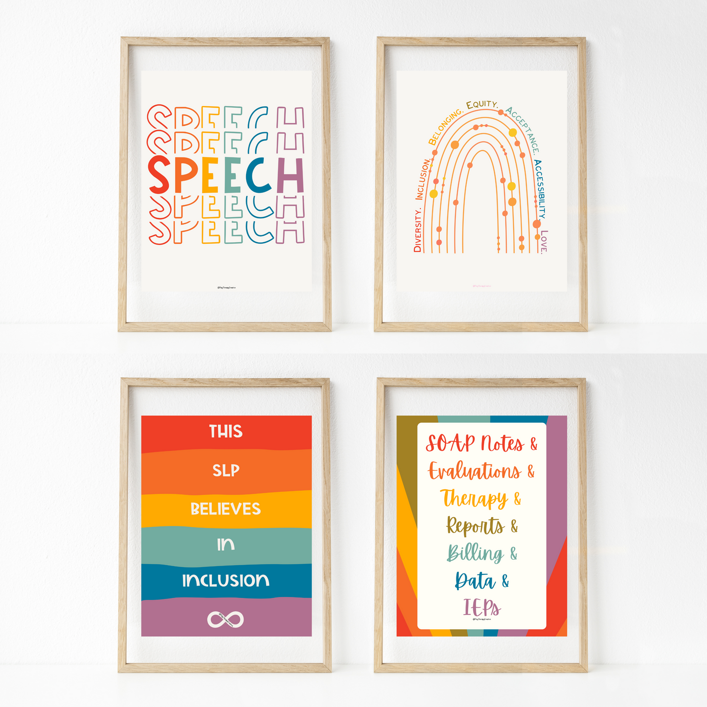 Retro Rainbow Speech Room Wall Art- Set of 20