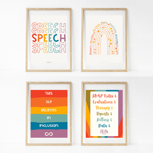 Retro Rainbow Speech Room Wall Art- Set of 20
