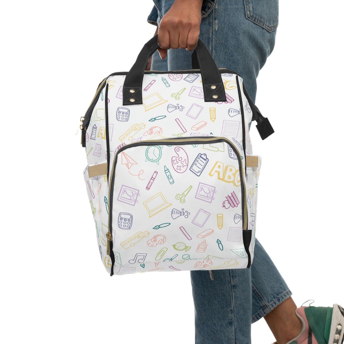 Muted Rainbow Elementary Doodles Backpack