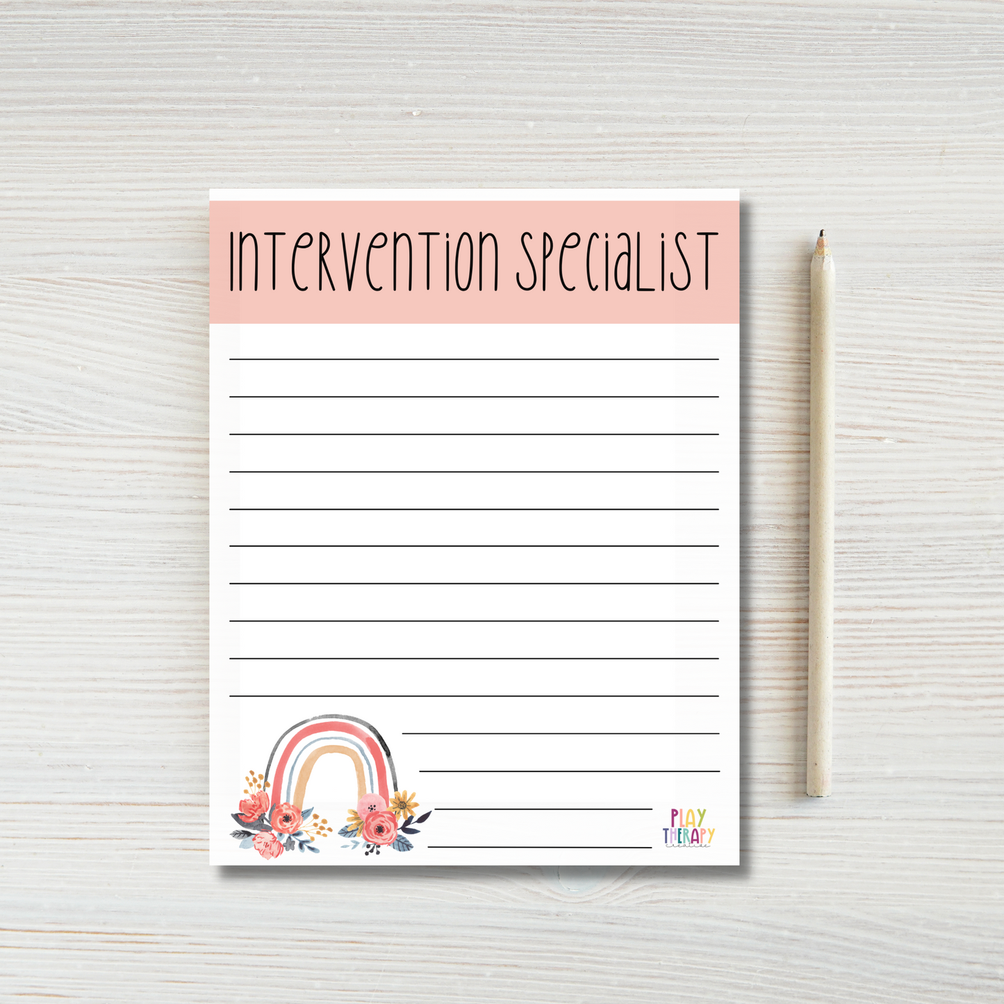Intervention Specialist Floral Rainbow Notepad