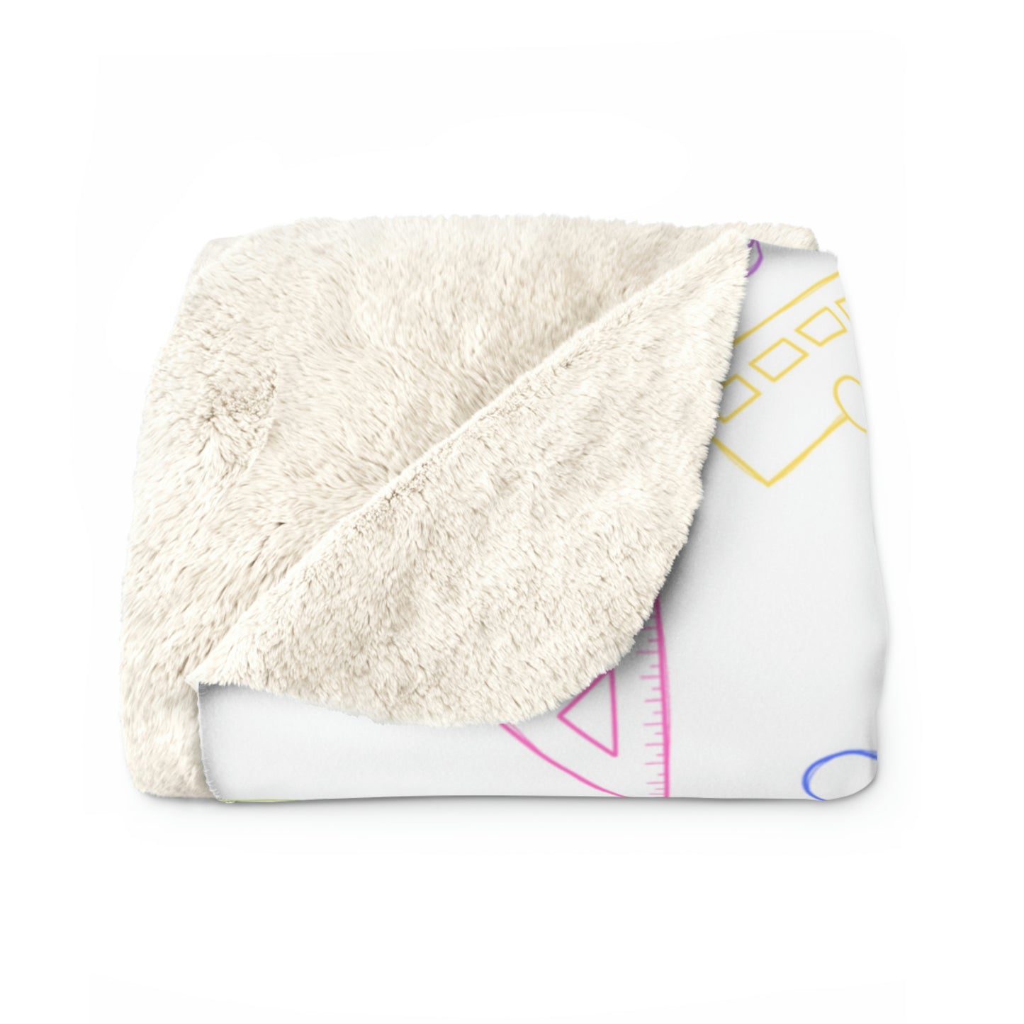 Bright Rainbow on White Elementary Sherpa Blanket