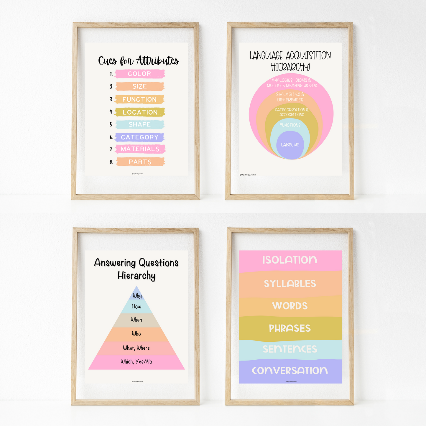 Bright Rainbow Speech Room Wall Art- Set of 20